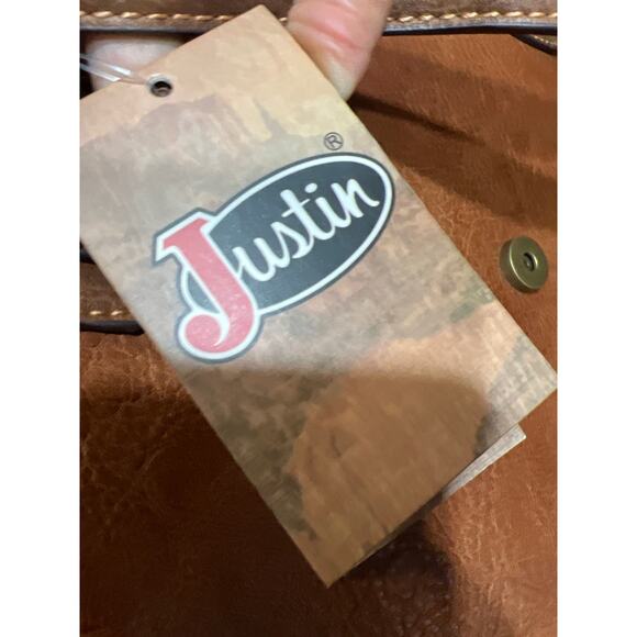 Justin Western Carry Handbag With Dual Zippered Pockets Magnet Closure Brown - Picture 9 of 11